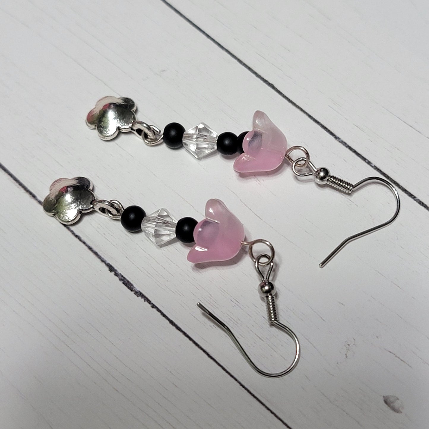Cute Dangly Flower Earrings, Handmade Nature Themed Beaded Jewelry for Spring