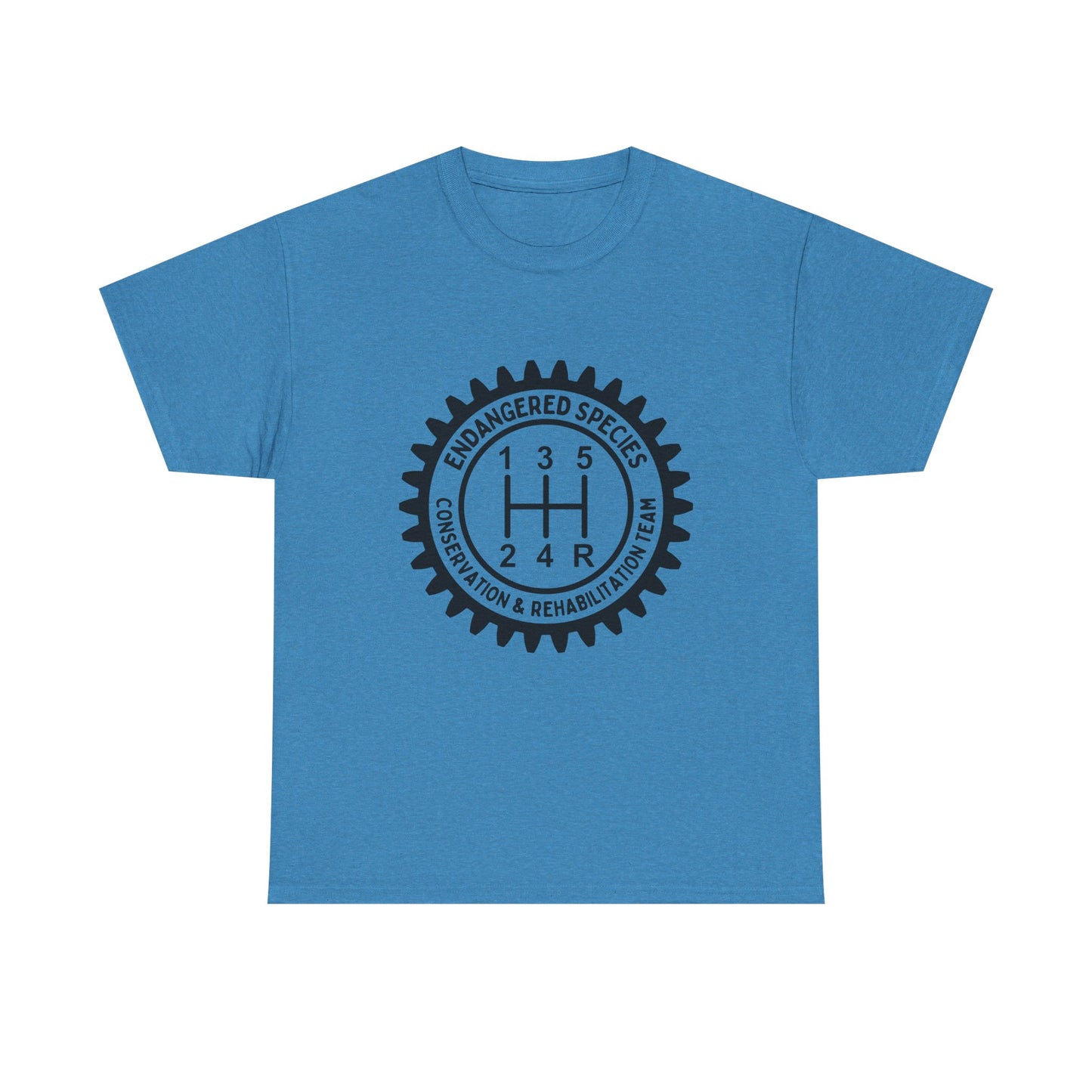 Manual Transmission Stick Shift Humor Tee - Endangered Species Conservation & Rehabilitation Team - Black Print
