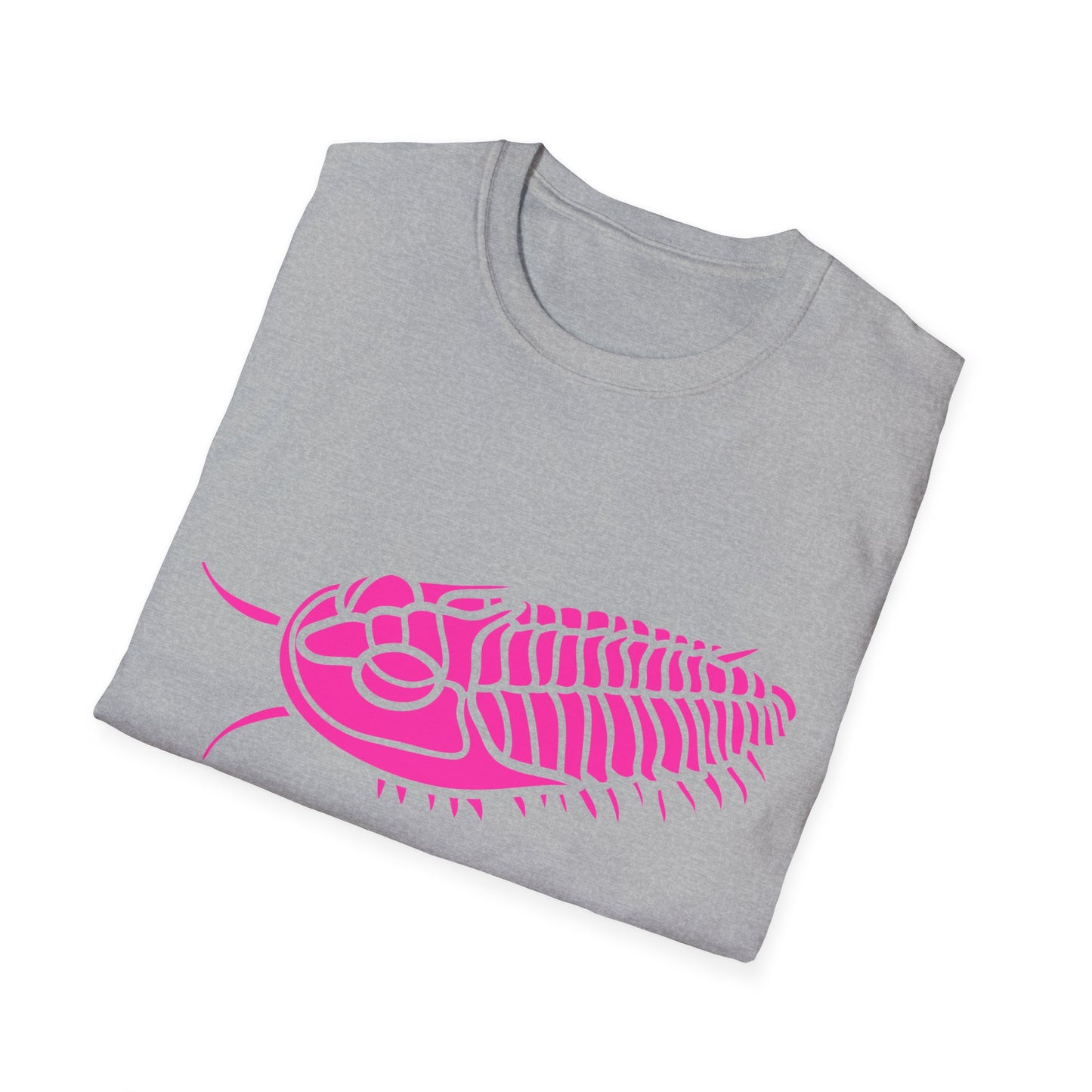 Neon Pink Trilobite Fossil Geology Shirt - Unisex Softstyle T-Shirt