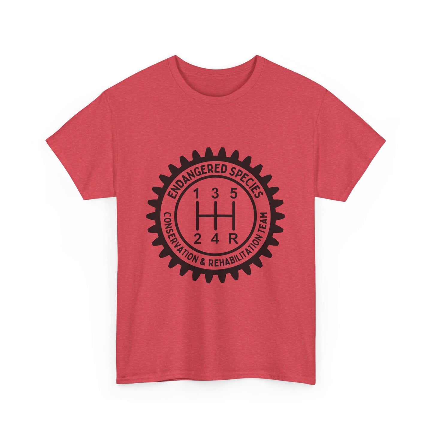 Manual Transmission Stick Shift Humor Tee - Endangered Species Conservation & Rehabilitation Team - Black Print