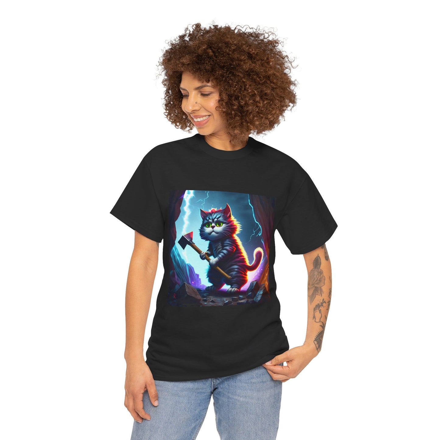 Epic Cat Mining in a Thunderstorm Adventure T-Shirt - Gift for Miners and Geologists