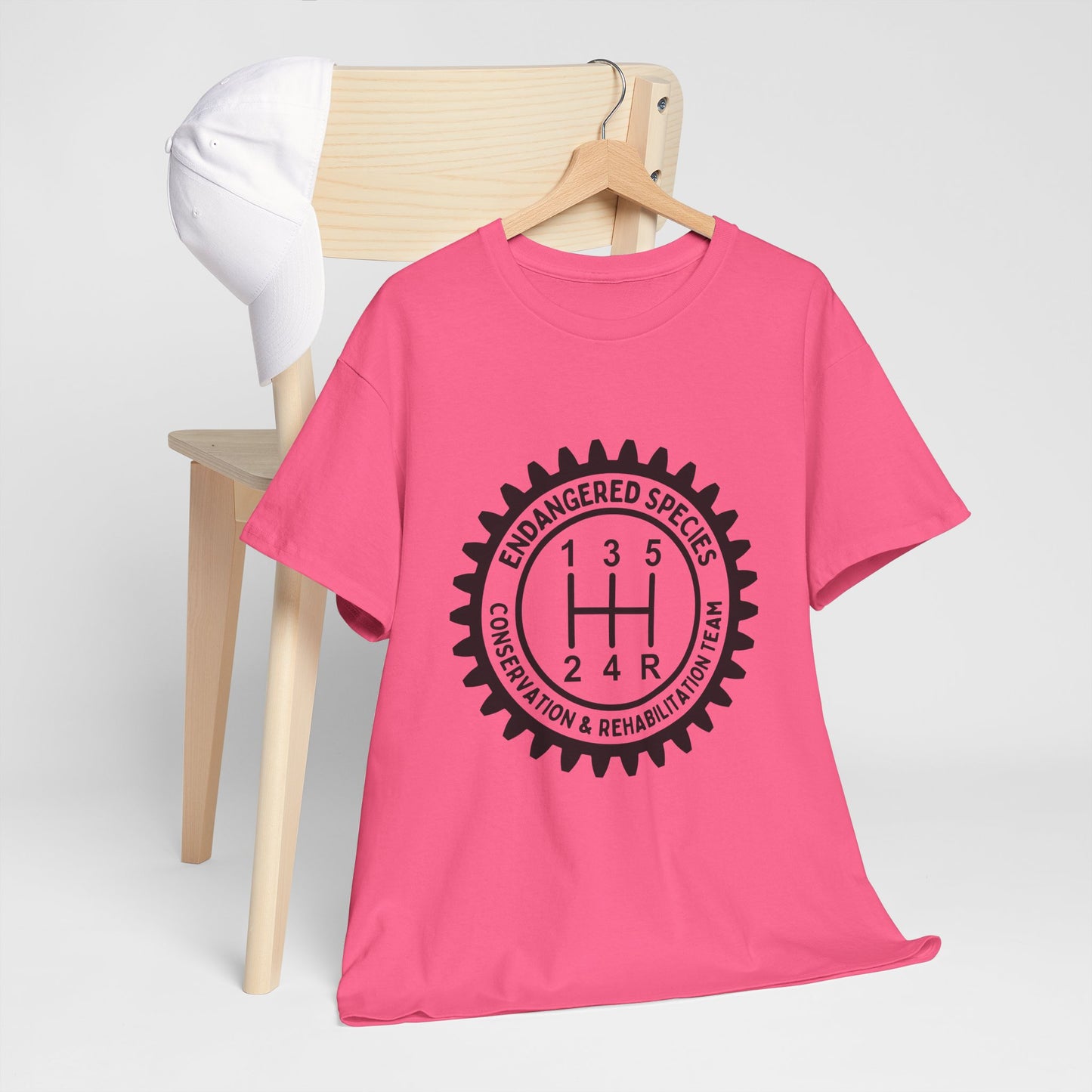 Manual Transmission Stick Shift Humor Tee - Endangered Species Conservation & Rehabilitation Team - Black Print