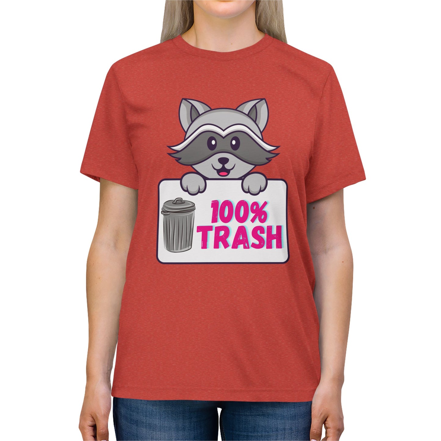 100 % Trash Cute Raccoon with Vintage Metal Garbage Can T-Shirt