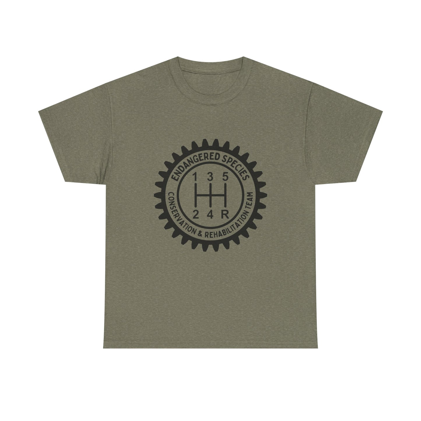 Manual Transmission Stick Shift Humor Tee - Endangered Species Conservation & Rehabilitation Team - Black Print