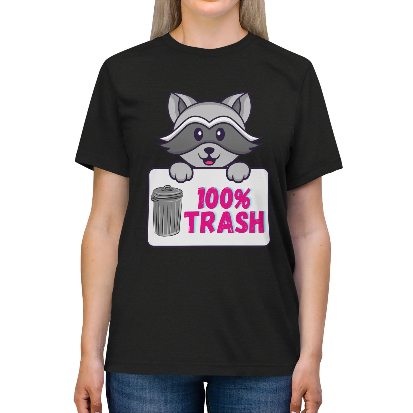 100 % Trash Cute Raccoon with Vintage Metal Garbage Can T-Shirt