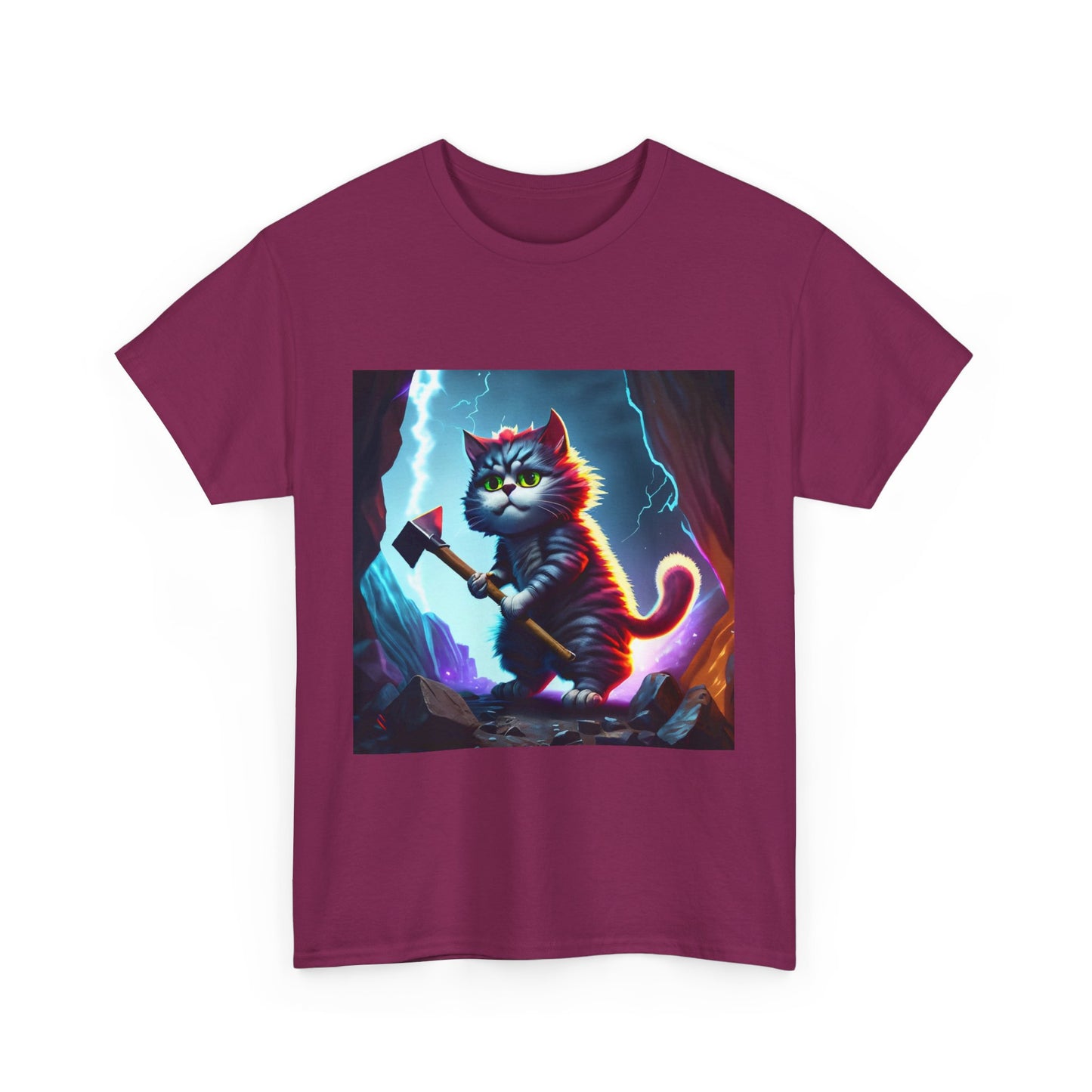 Epic Cat Mining in a Thunderstorm Adventure T-Shirt - Gift for Miners and Geologists