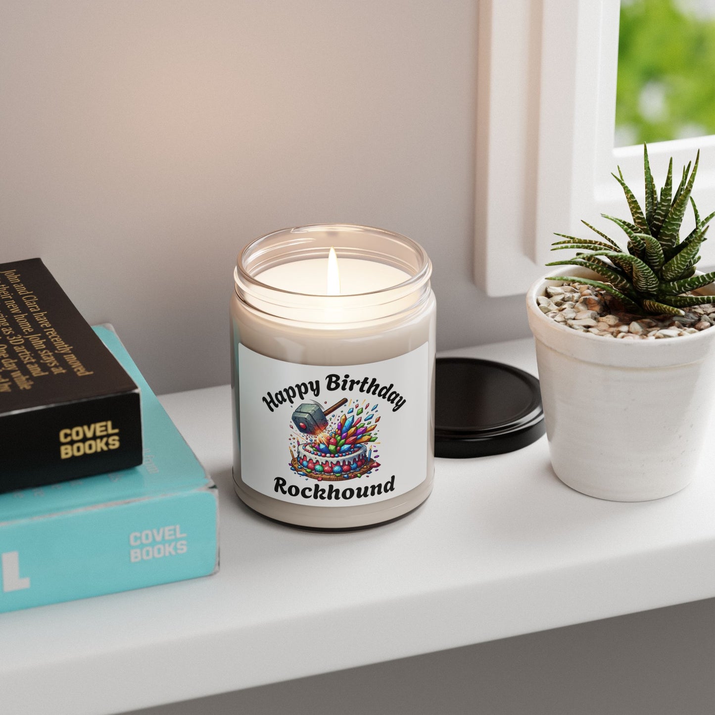Happy Birthday Rockhound Scented Soy Candle, Unique Birthday Gift for Rock Lovers, Celebration Candle, Home Decor, Gifts for Him/Her