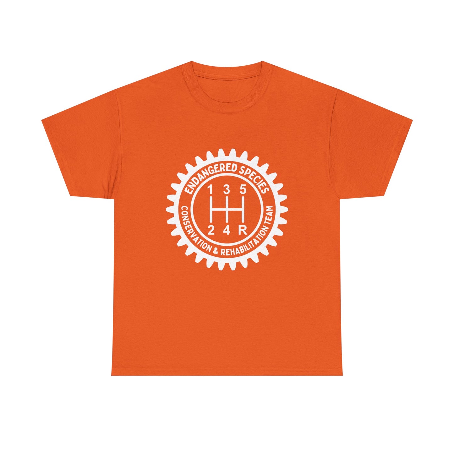 Manual Transmission Stick Shift Humor Tee Shirt - Endangered Species Conservation & Rehabilitation Team - White Print