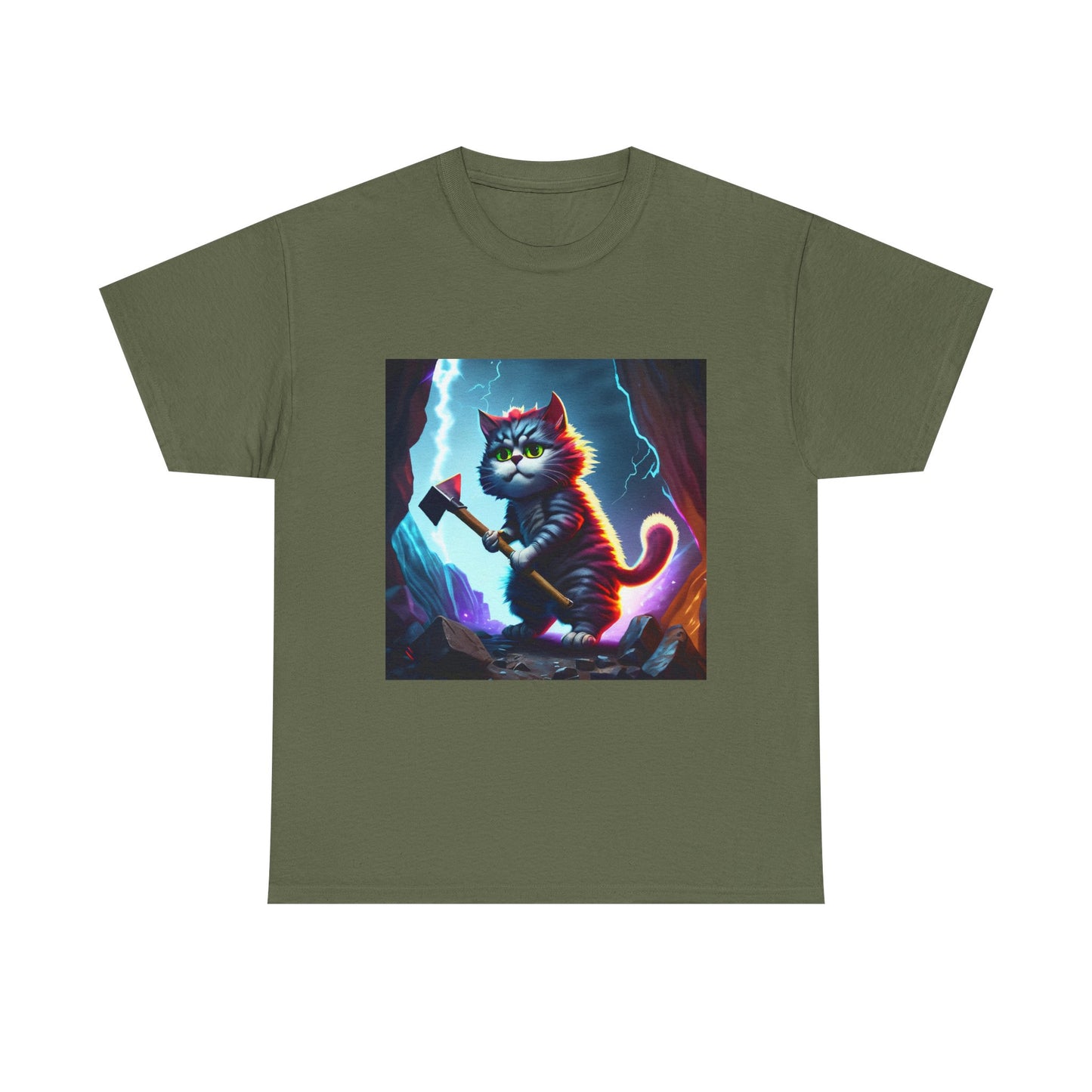 Epic Cat Mining in a Thunderstorm Adventure T-Shirt - Gift for Miners and Geologists