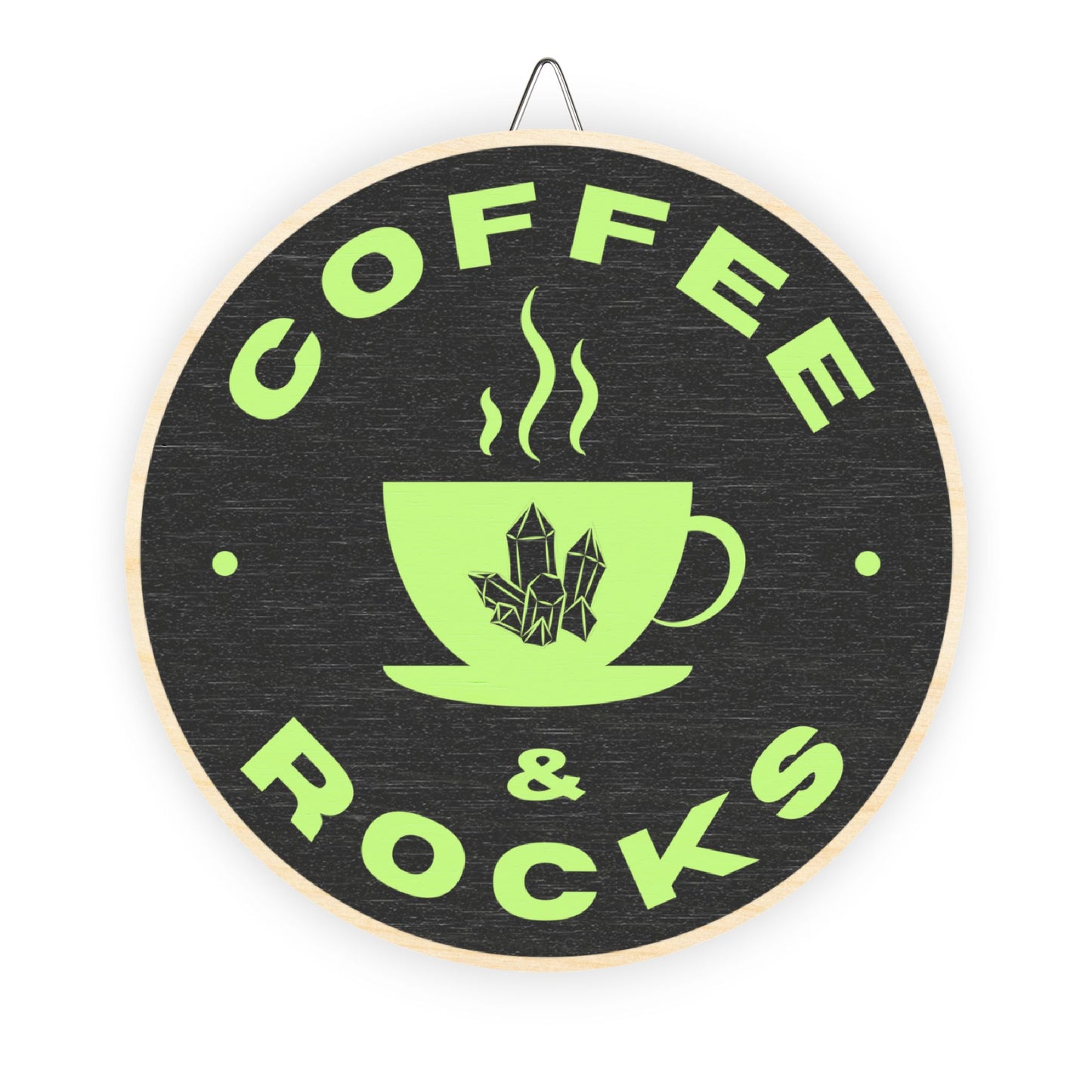 Coffee & Rocks Wood Sign – Rustic Wall Decor for Coffee and Geology Lovers