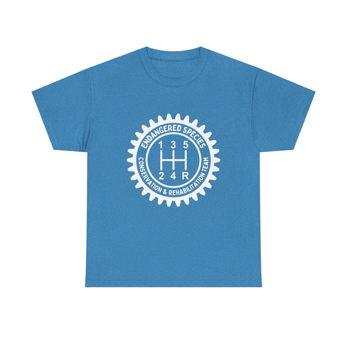 Manual Transmission Stick Shift Humor Tee Shirt - Endangered Species Conservation & Rehabilitation Team - White Print