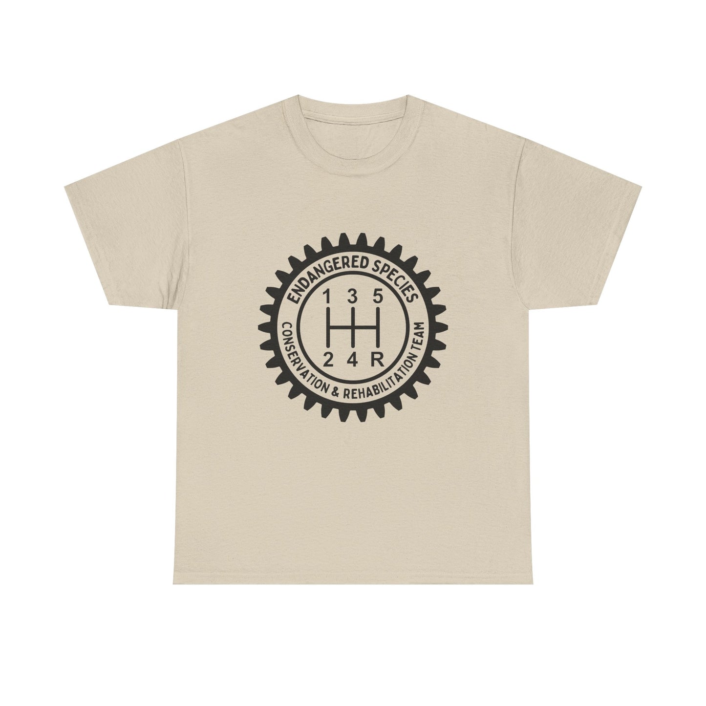 Manual Transmission Stick Shift Humor Tee - Endangered Species Conservation & Rehabilitation Team - Black Print