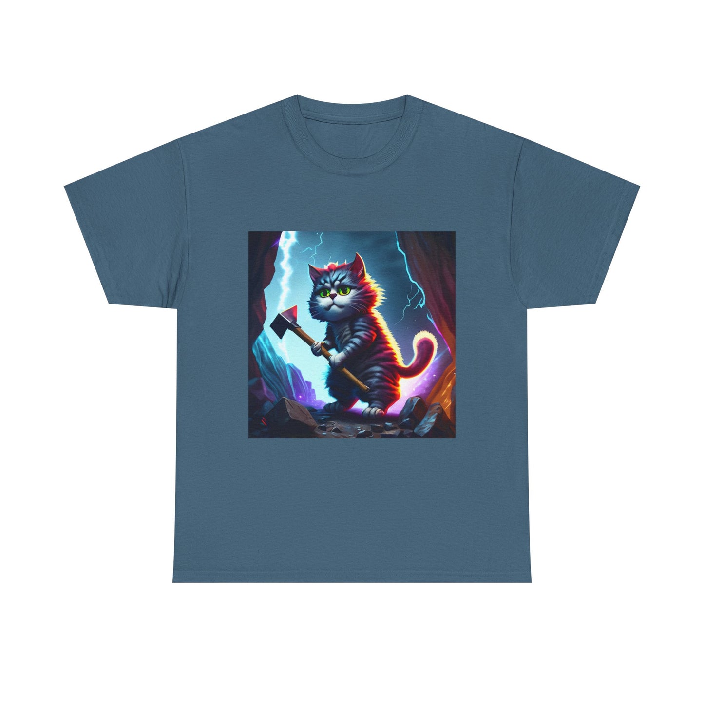 Epic Cat Mining in a Thunderstorm Adventure T-Shirt - Gift for Miners and Geologists