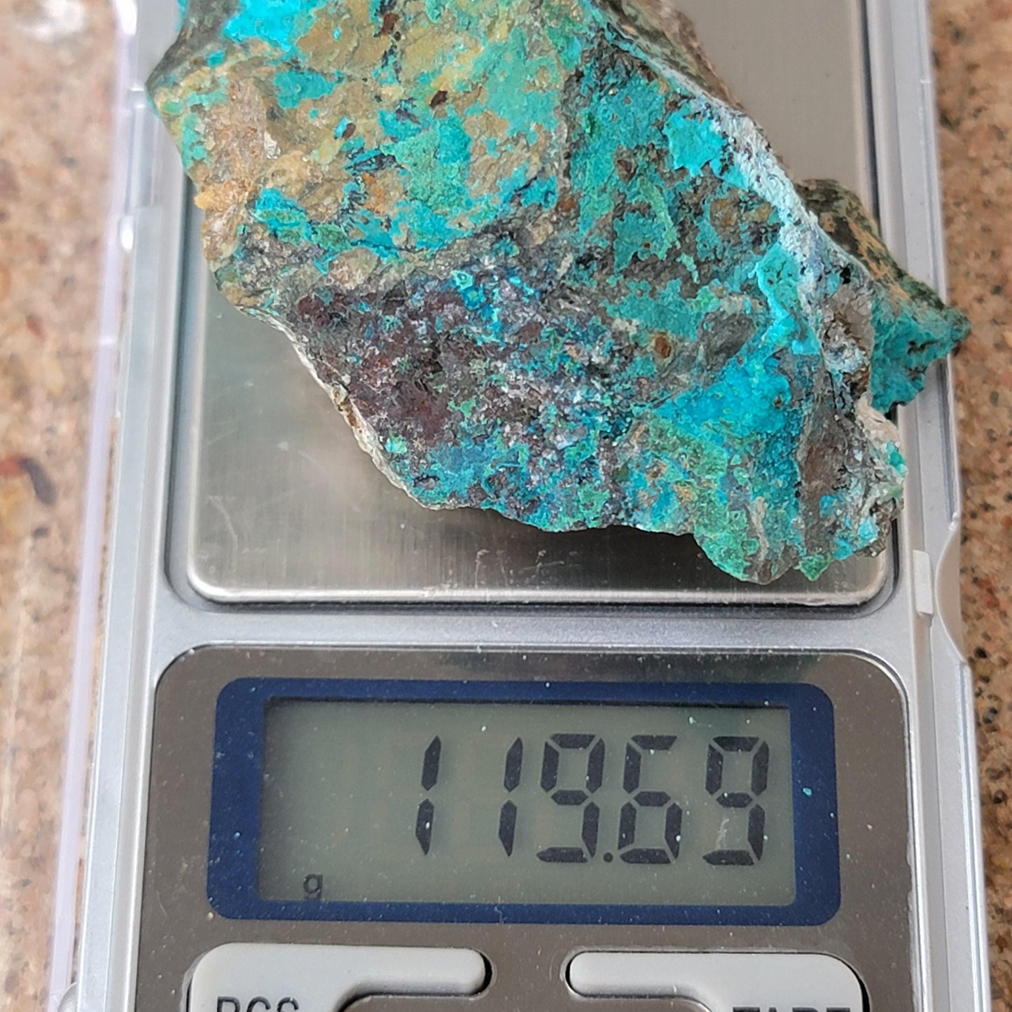 Blue and Green Chrysocolla Rock Specimen 119.69g | Copper Ore | Planet Mine | Arizona | Raw Stone