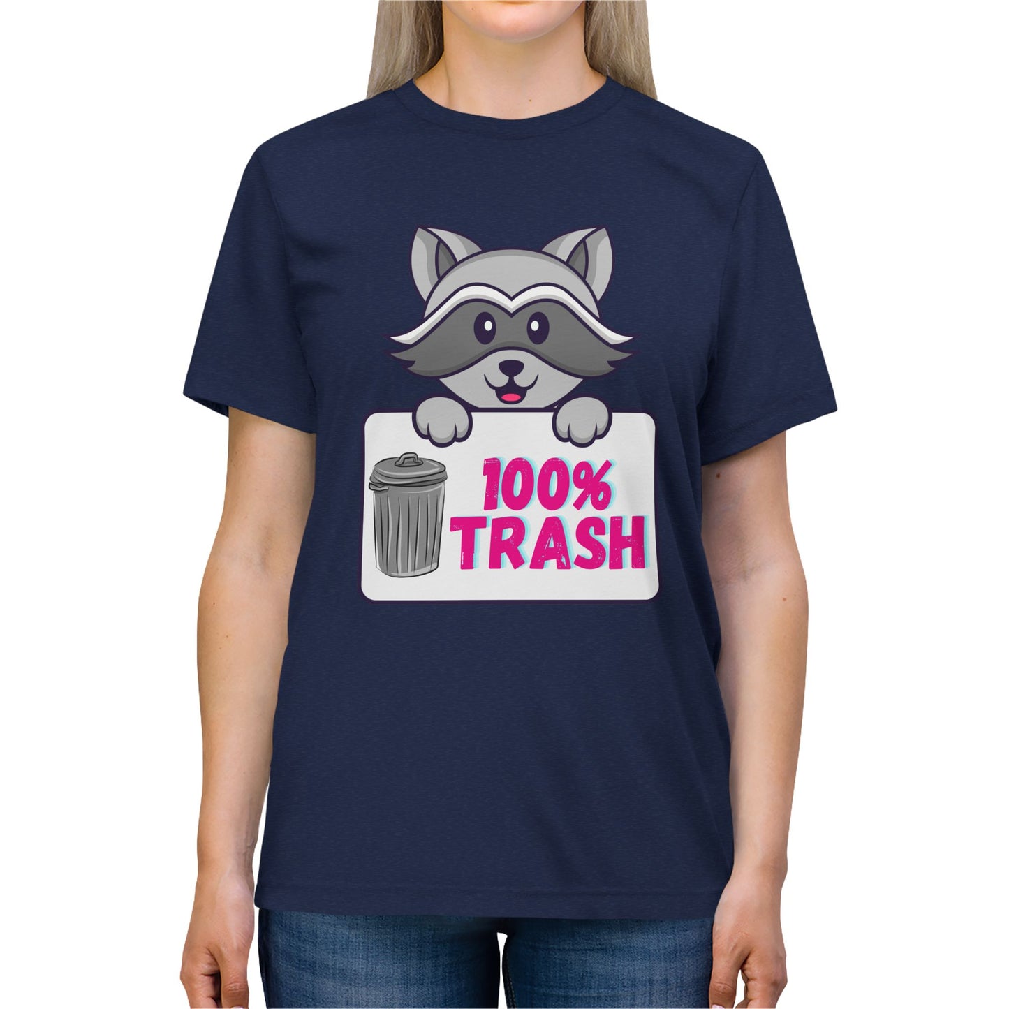 100 % Trash Cute Raccoon with Vintage Metal Garbage Can T-Shirt