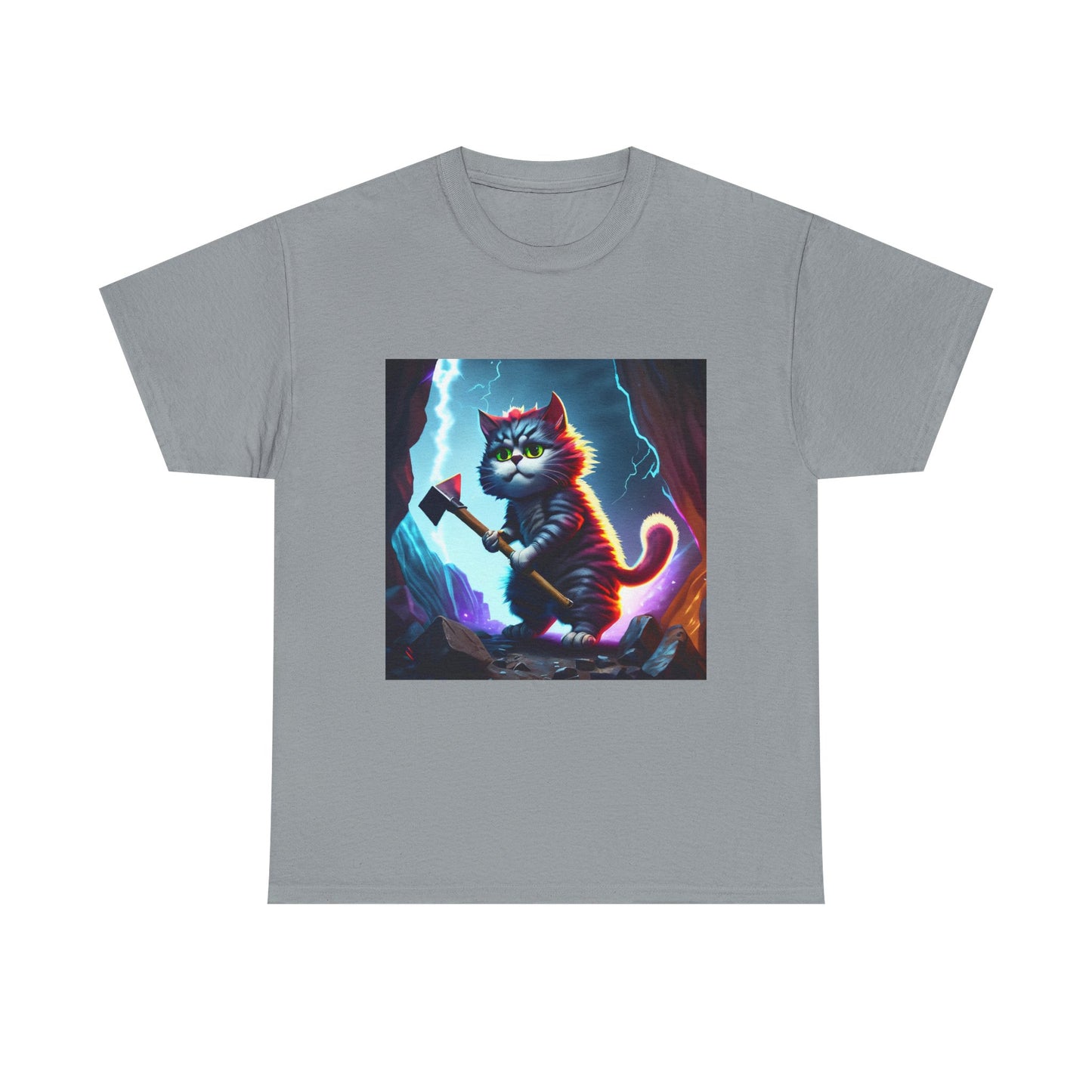 Epic Cat Mining in a Thunderstorm Adventure T-Shirt - Gift for Miners and Geologists