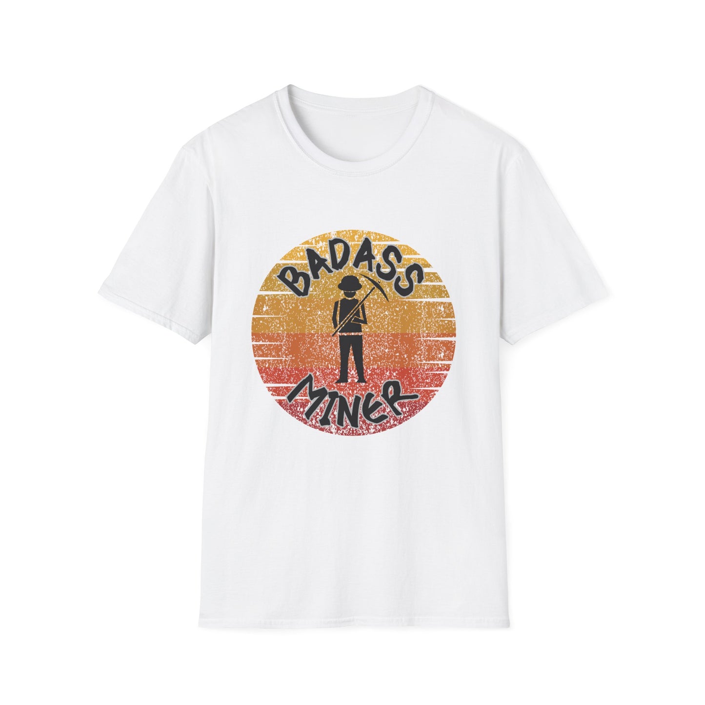 Badass Miner Geology Shirt - Rockhound Geologist with Pickaxe Unisex Softstyle T-Shirt