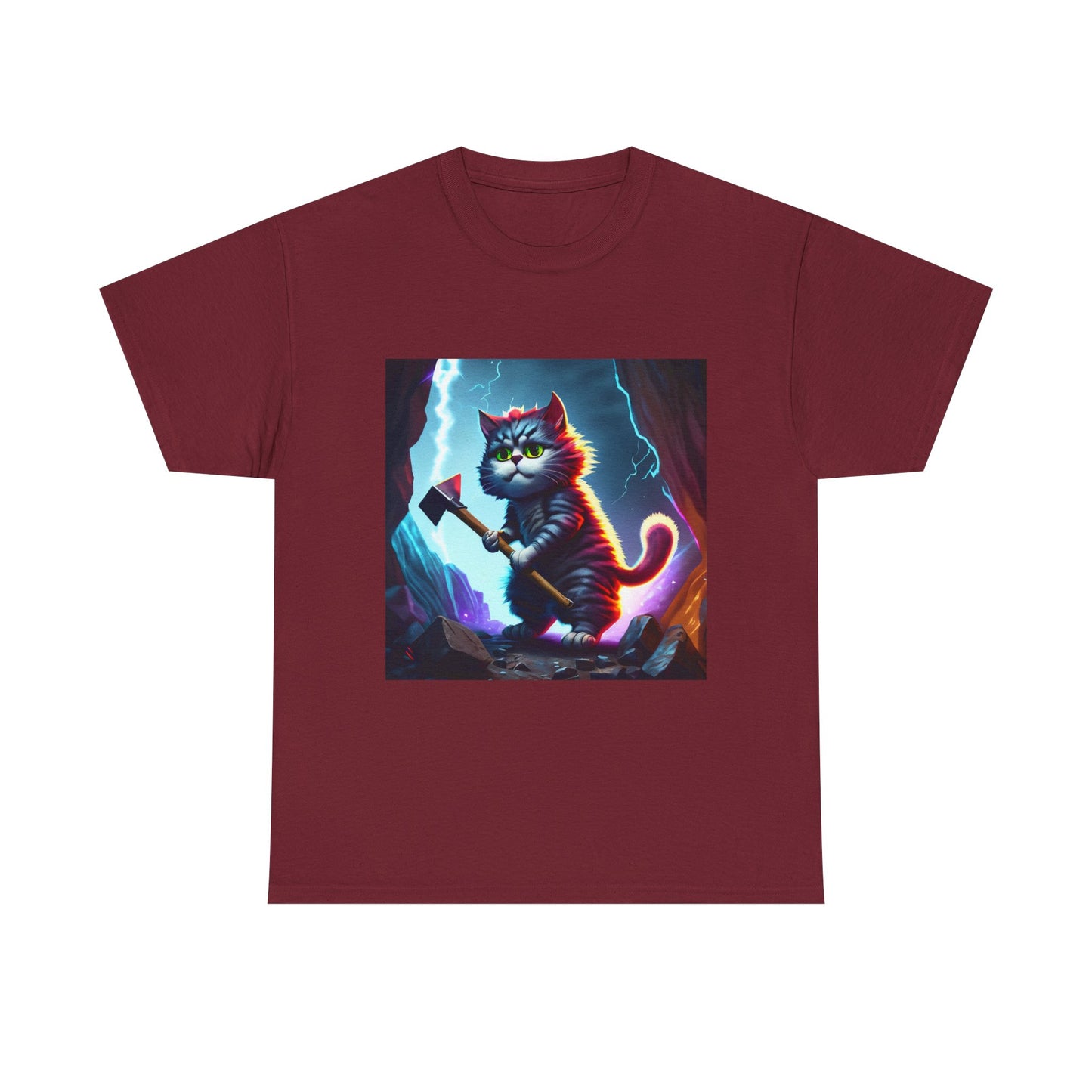 Epic Cat Mining in a Thunderstorm Adventure T-Shirt - Gift for Miners and Geologists