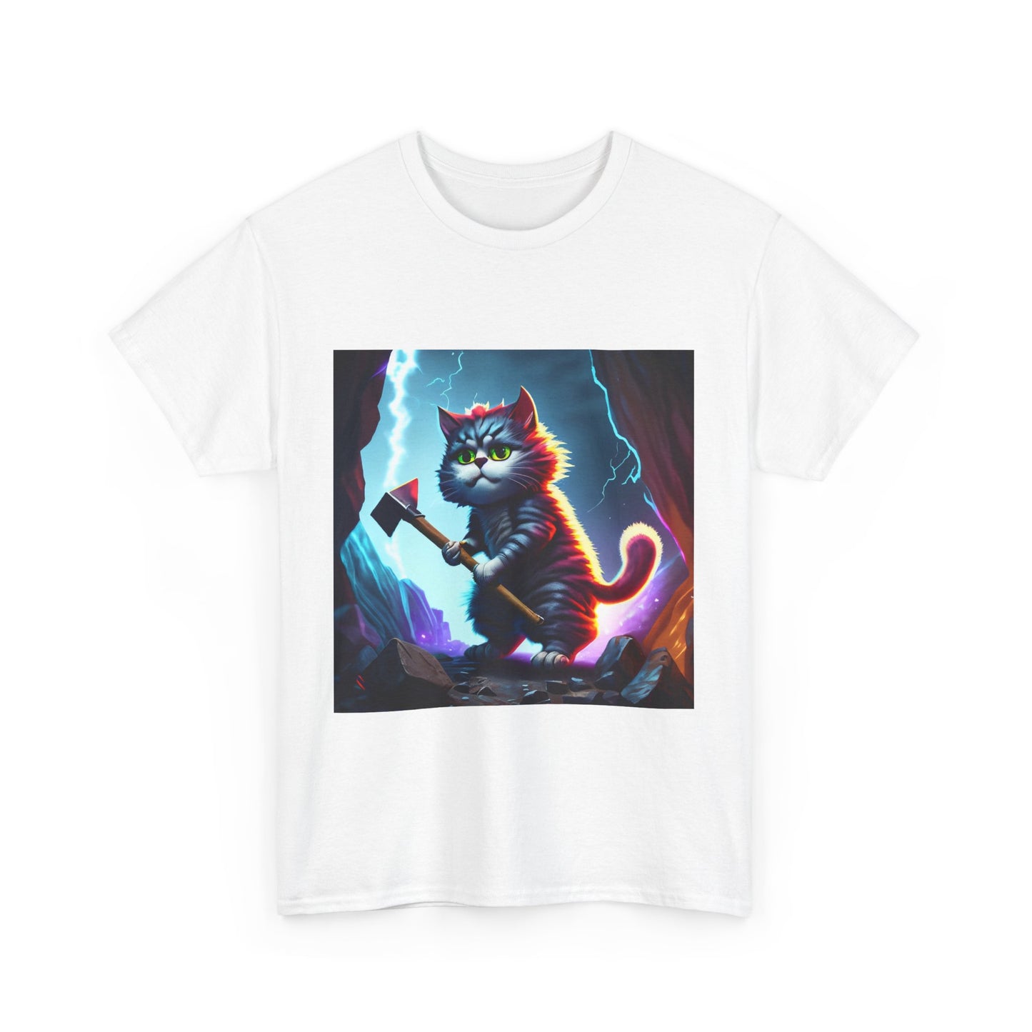 Epic Cat Mining in a Thunderstorm Adventure T-Shirt - Gift for Miners and Geologists