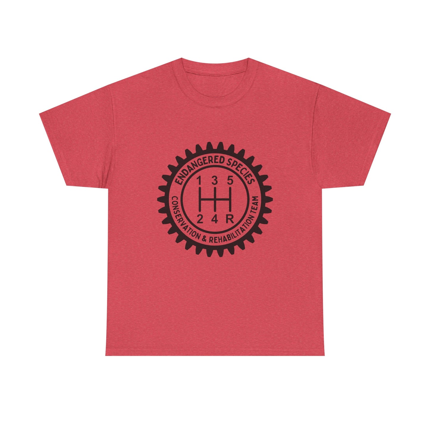 Manual Transmission Stick Shift Humor Tee - Endangered Species Conservation & Rehabilitation Team - Black Print