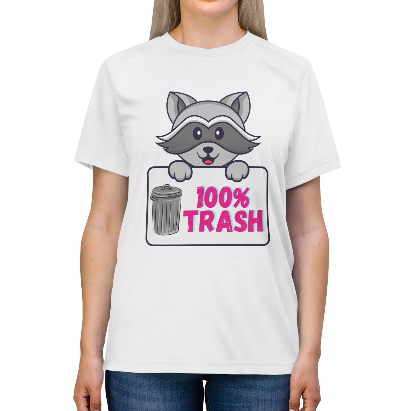 100 % Trash Cute Raccoon with Vintage Metal Garbage Can T-Shirt