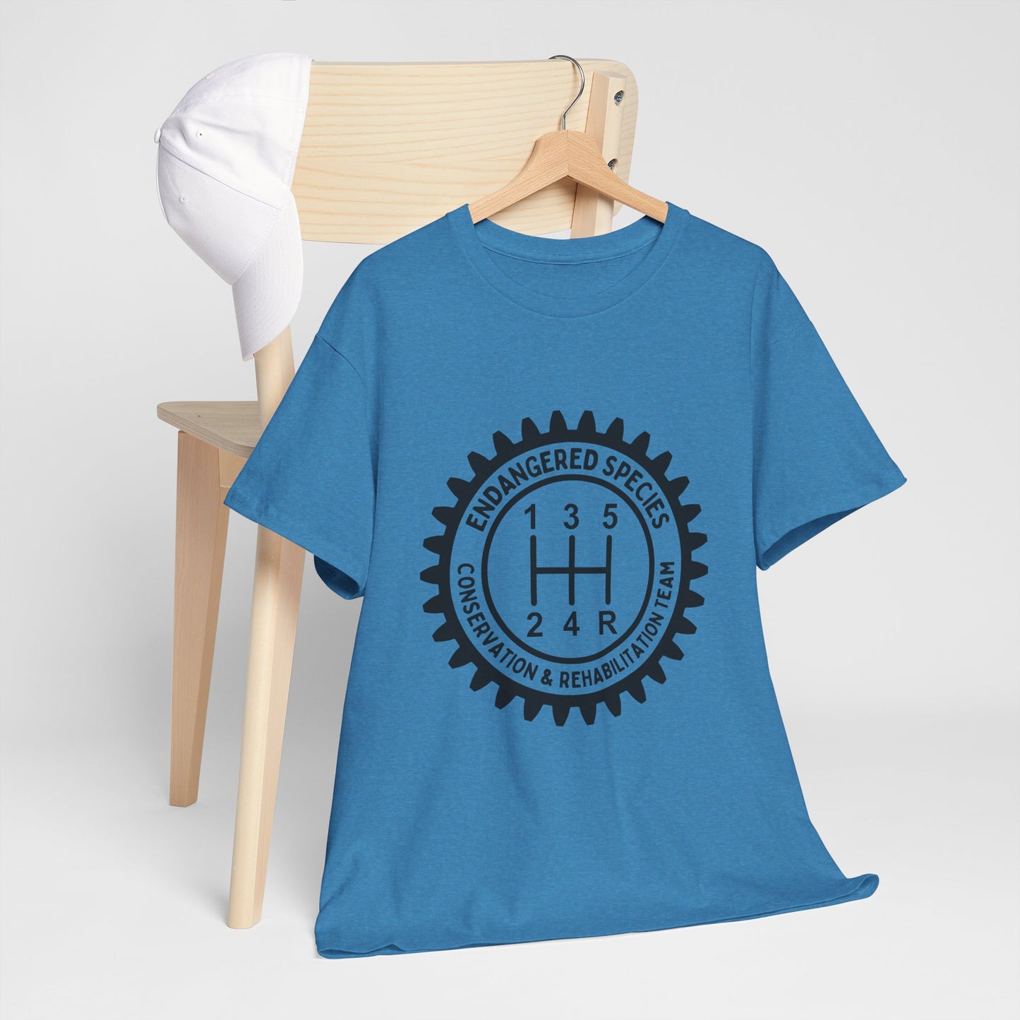 Manual Transmission Stick Shift Humor Tee - Endangered Species Conservation & Rehabilitation Team - Black Print