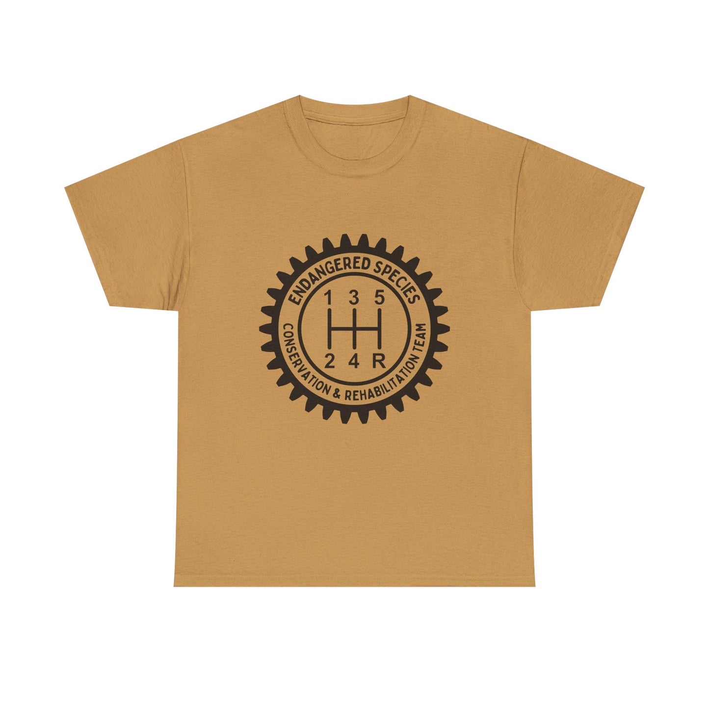 Manual Transmission Stick Shift Humor Tee - Endangered Species Conservation & Rehabilitation Team - Black Print