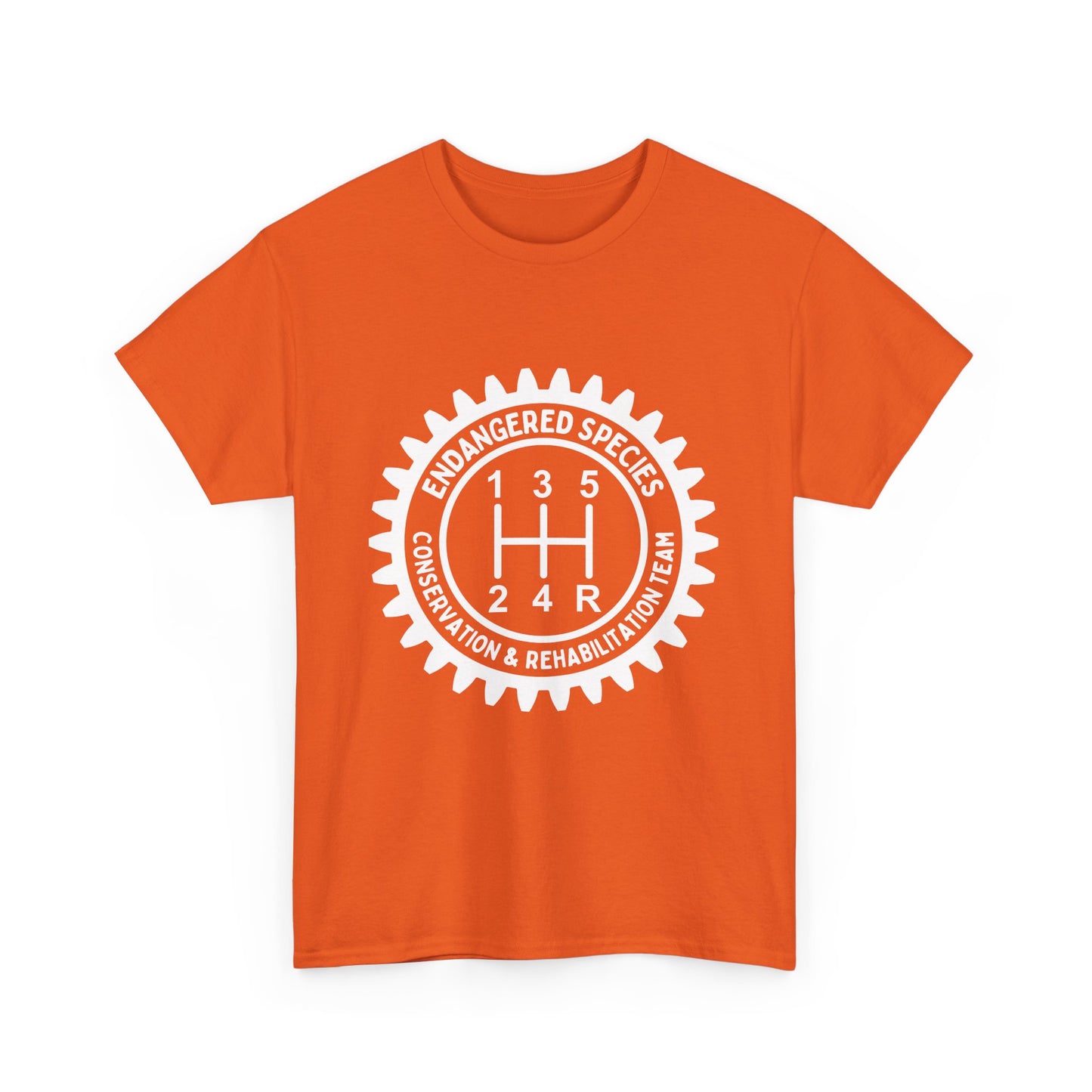 Manual Transmission Stick Shift Humor Tee Shirt - Endangered Species Conservation & Rehabilitation Team - White Print