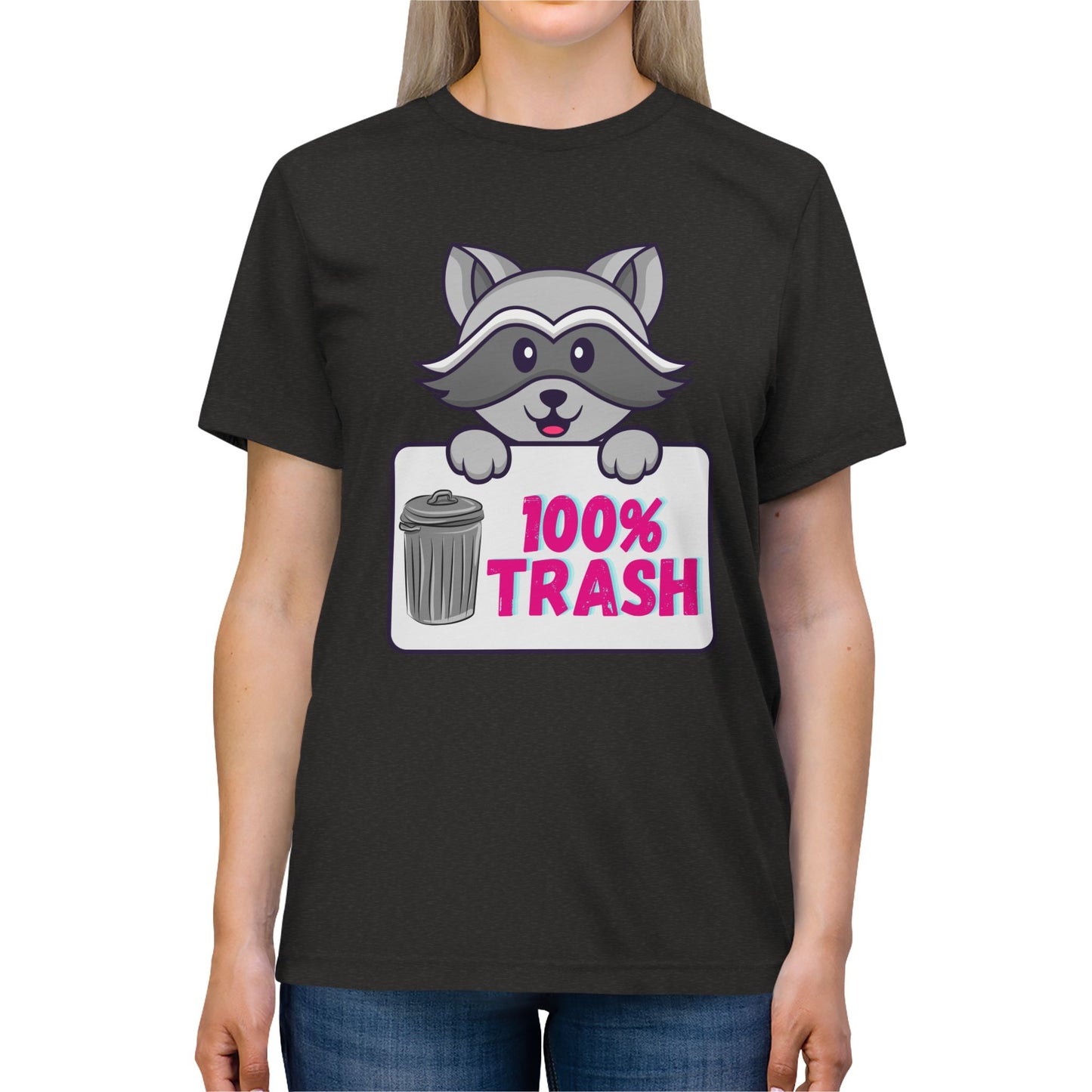 100 % Trash Cute Raccoon with Vintage Metal Garbage Can T-Shirt