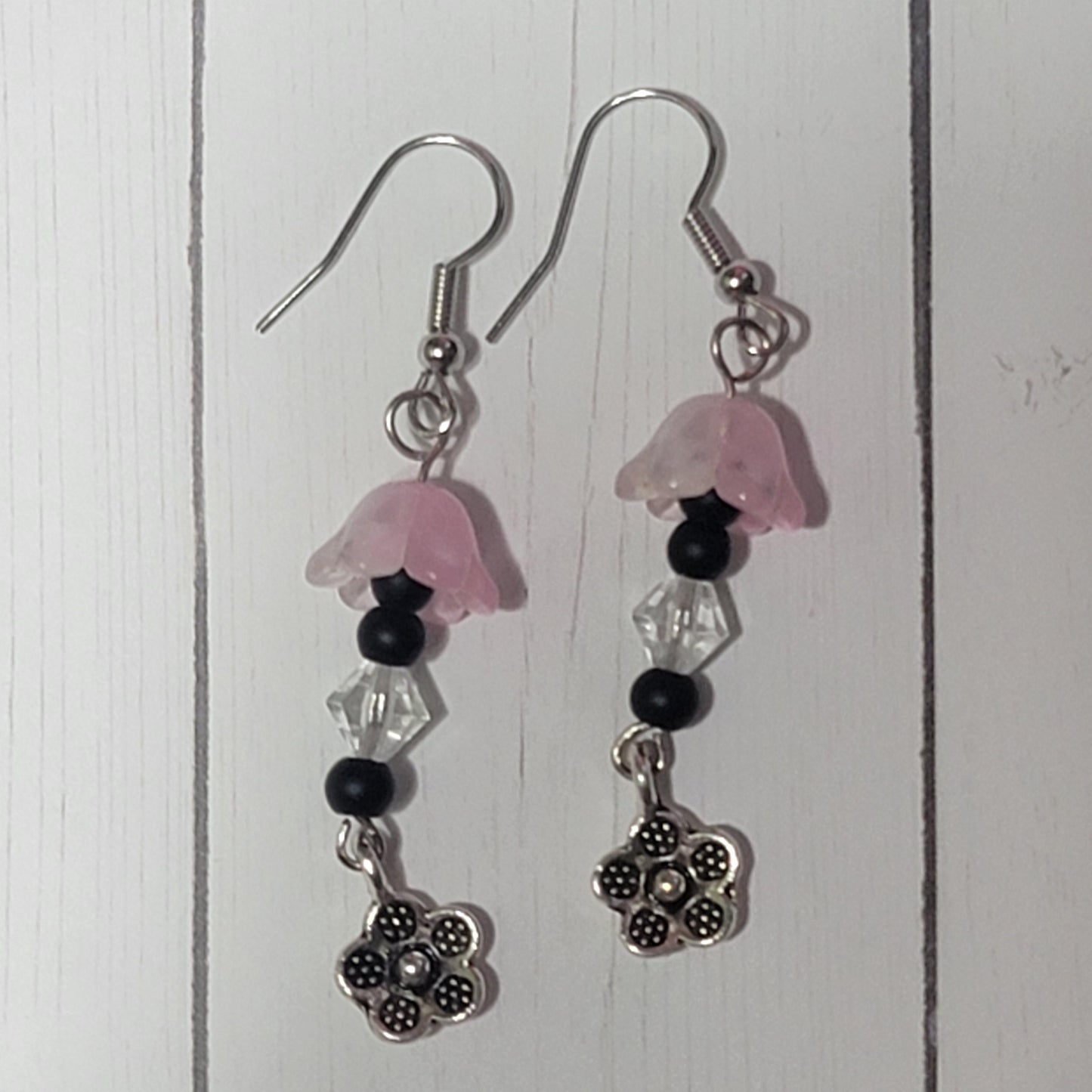 Cute Dangly Flower Earrings, Handmade Nature Themed Beaded Jewelry for Spring