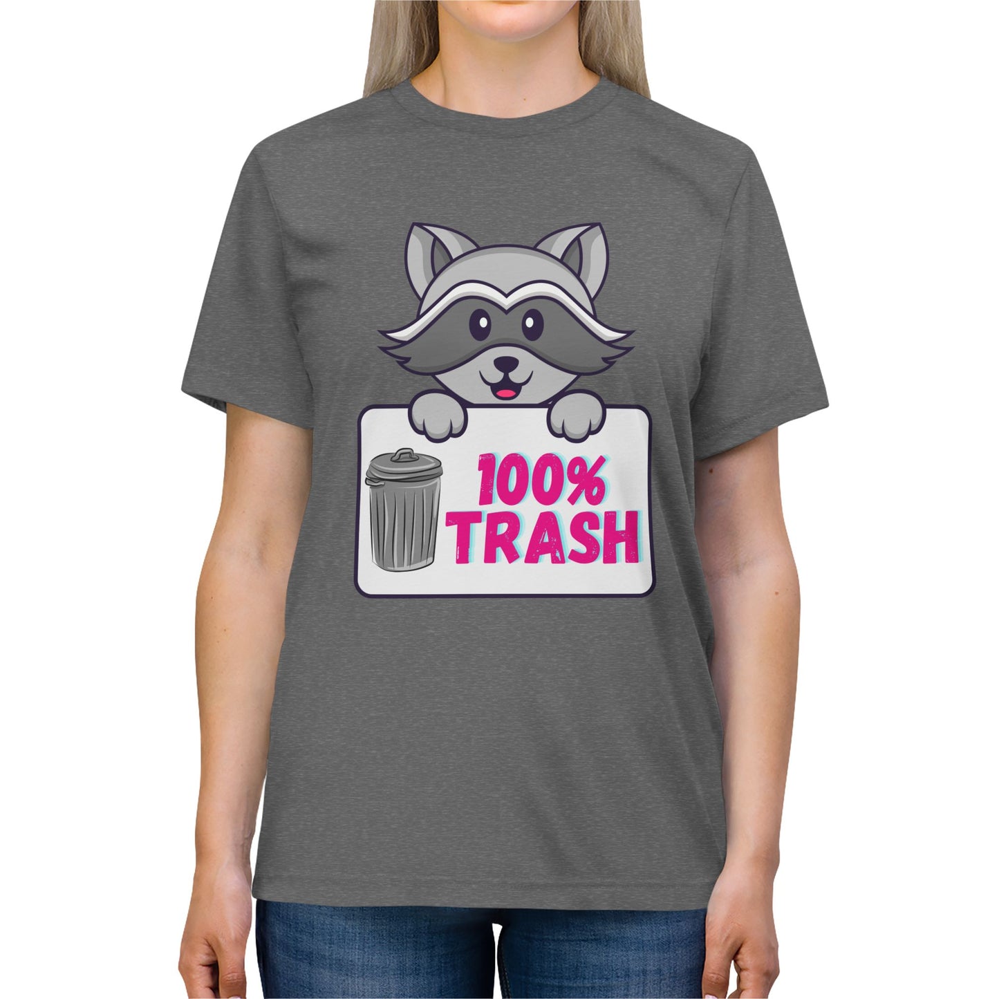 100 % Trash Cute Raccoon with Vintage Metal Garbage Can T-Shirt