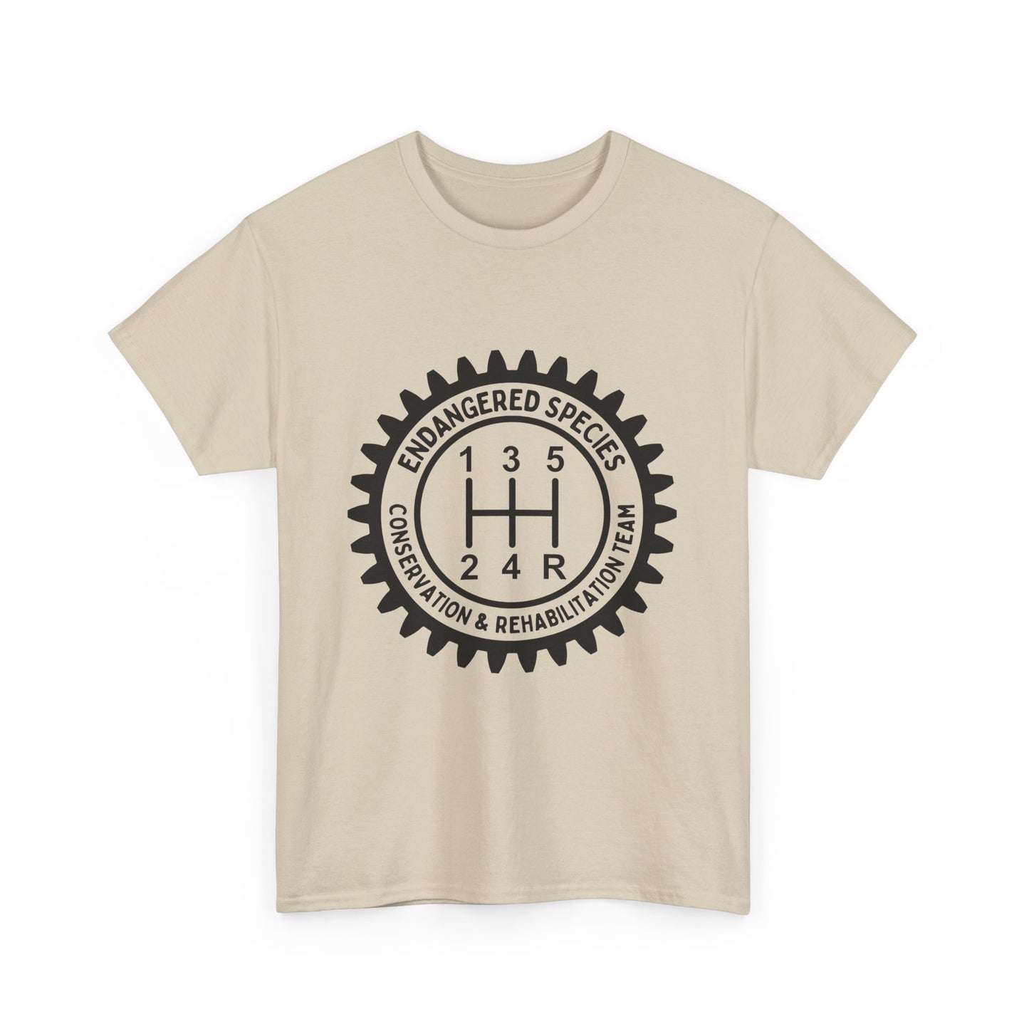Manual Transmission Stick Shift Humor Tee - Endangered Species Conservation & Rehabilitation Team - Black Print