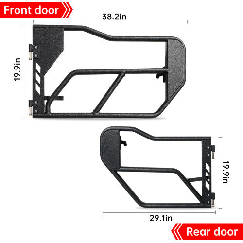 Tube Doors with Side View Mirrors For 2018–2024 Jeep Wrangler JL/JLU & Gladiator JT (4-Door, Including 4XE)