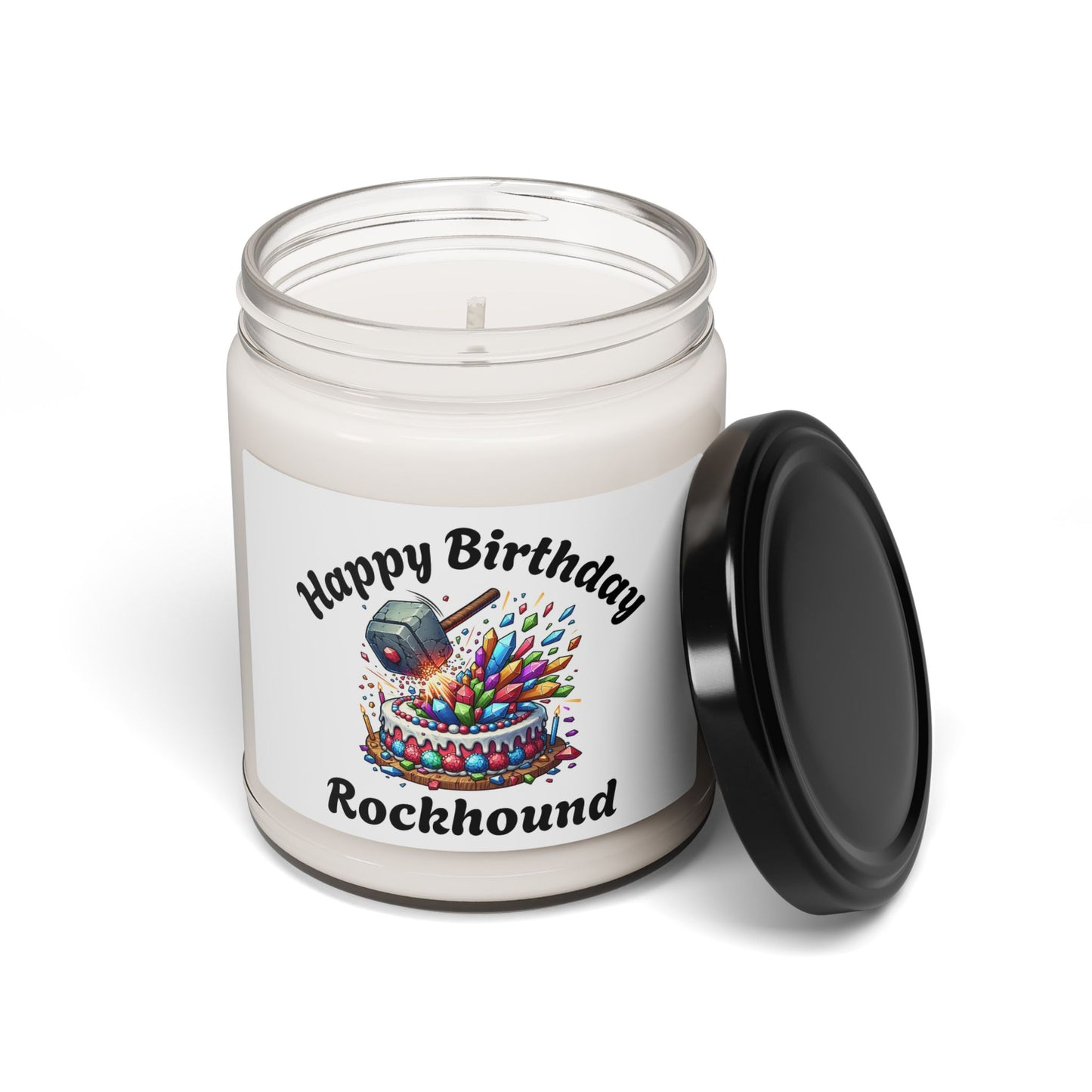 Happy Birthday Rockhound Scented Soy Candle, Unique Birthday Gift for Rock Lovers, Celebration Candle, Home Decor, Gifts for Him/Her