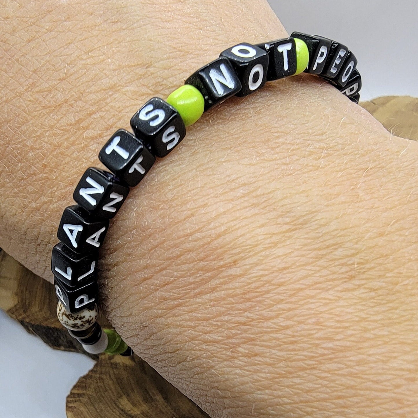 Plants Not People Bead Bracelet | Cute Funny Jewelry for Plant Lover or Gardener