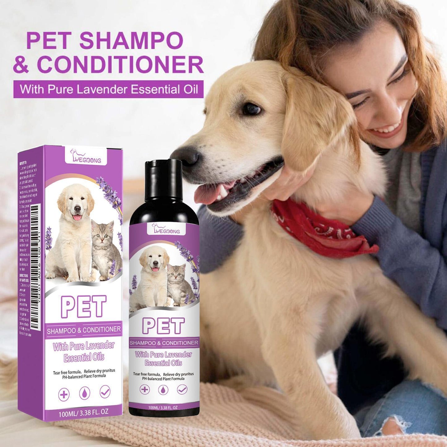 Pet Shampoo and Conditioner Lavender Oil for Dogs and Cats