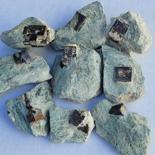 Natural Cubic Limonite after Pyrite Pseudomorph Crystals on Matrix, Wholesale Lot of 9 Pieces, 117 g Total
