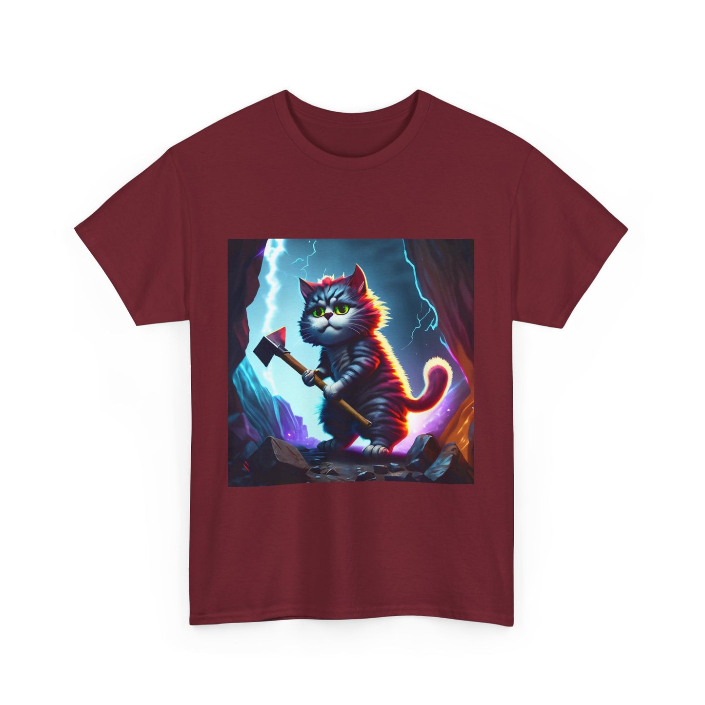Epic Cat Mining in a Thunderstorm Adventure T-Shirt - Gift for Miners and Geologists