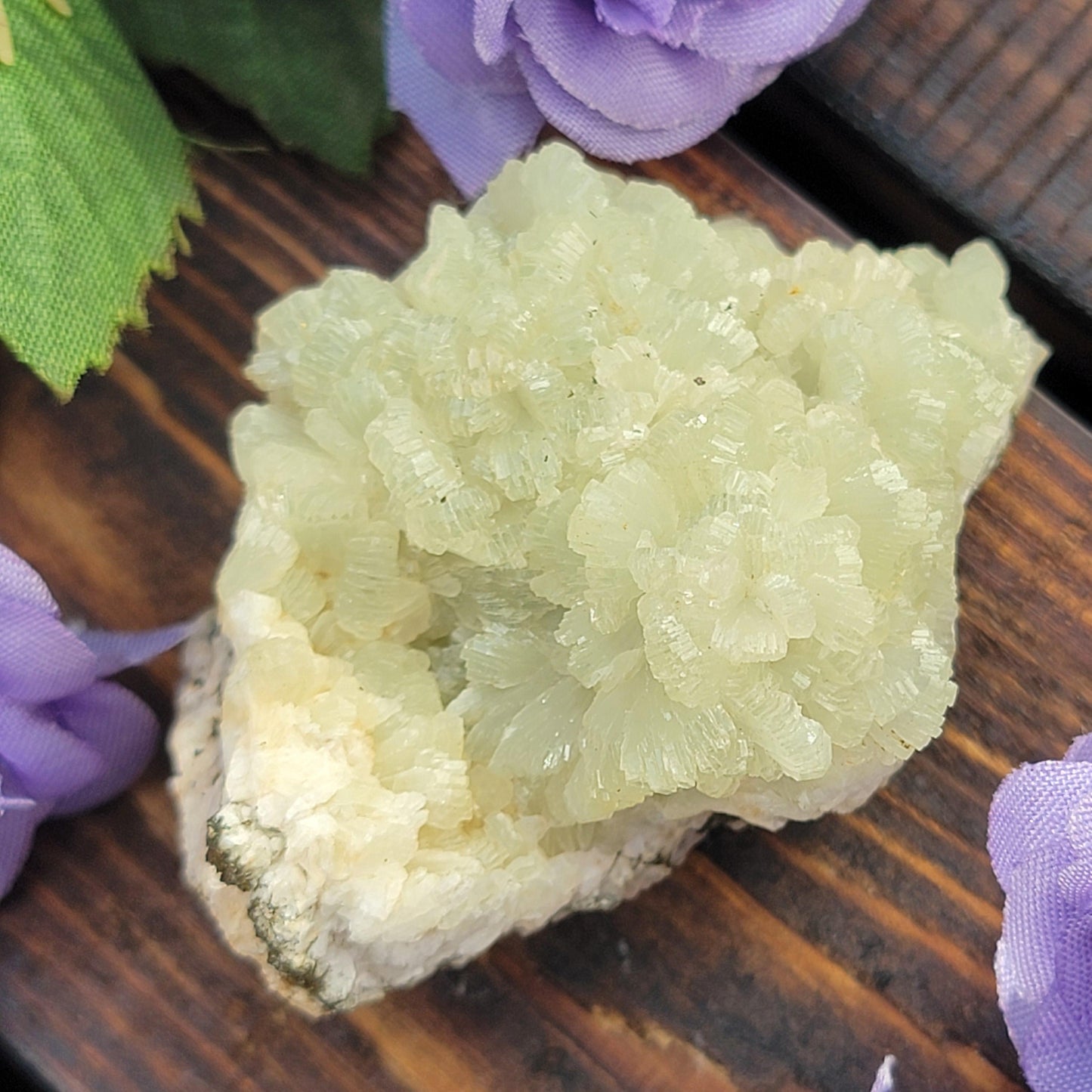 Morocco Prehnite Rock Specimen | Light Green Crystals | Natural Mineral from Boulemane, Imilchil Region | Rough Stone | 52.92g