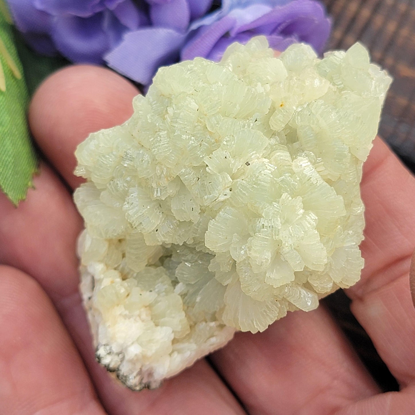 Morocco Prehnite Rock Specimen | Light Green Crystals | Natural Mineral from Boulemane, Imilchil Region | Rough Stone | 52.92g