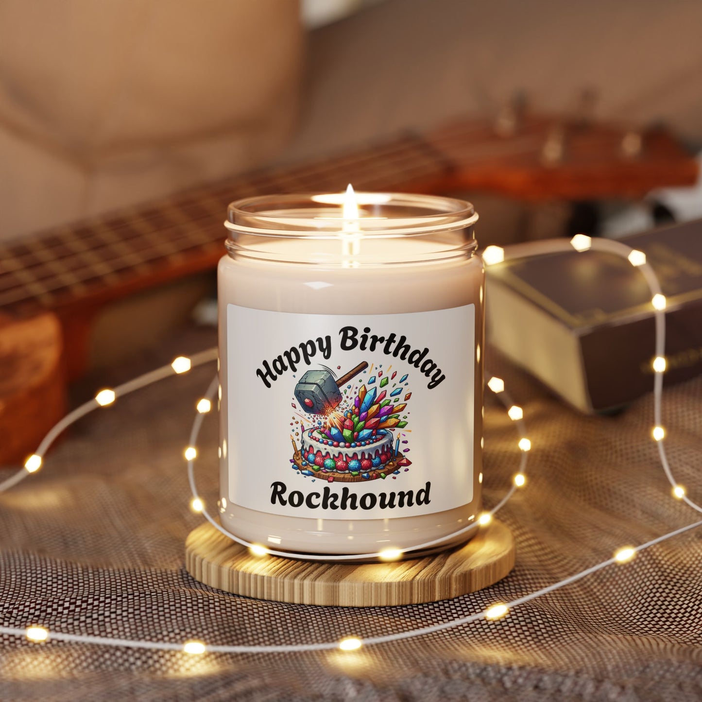 Happy Birthday Rockhound Scented Soy Candle, Unique Birthday Gift for Rock Lovers, Celebration Candle, Home Decor, Gifts for Him/Her