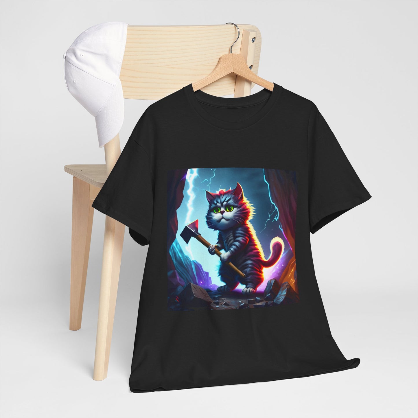 Epic Cat Mining in a Thunderstorm Adventure T-Shirt - Gift for Miners and Geologists