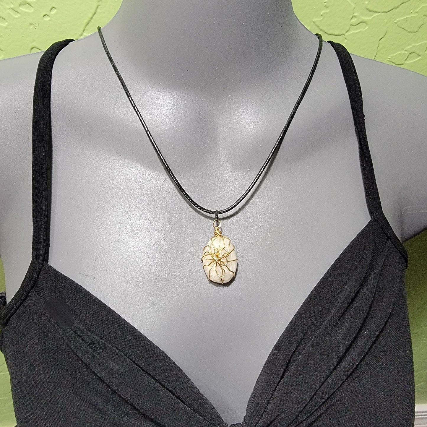 River Rock Necklace | Delicately Wire Wrapped Smooth Stone Pendant | Geology Themed Jewelry | Nature Themed Gift