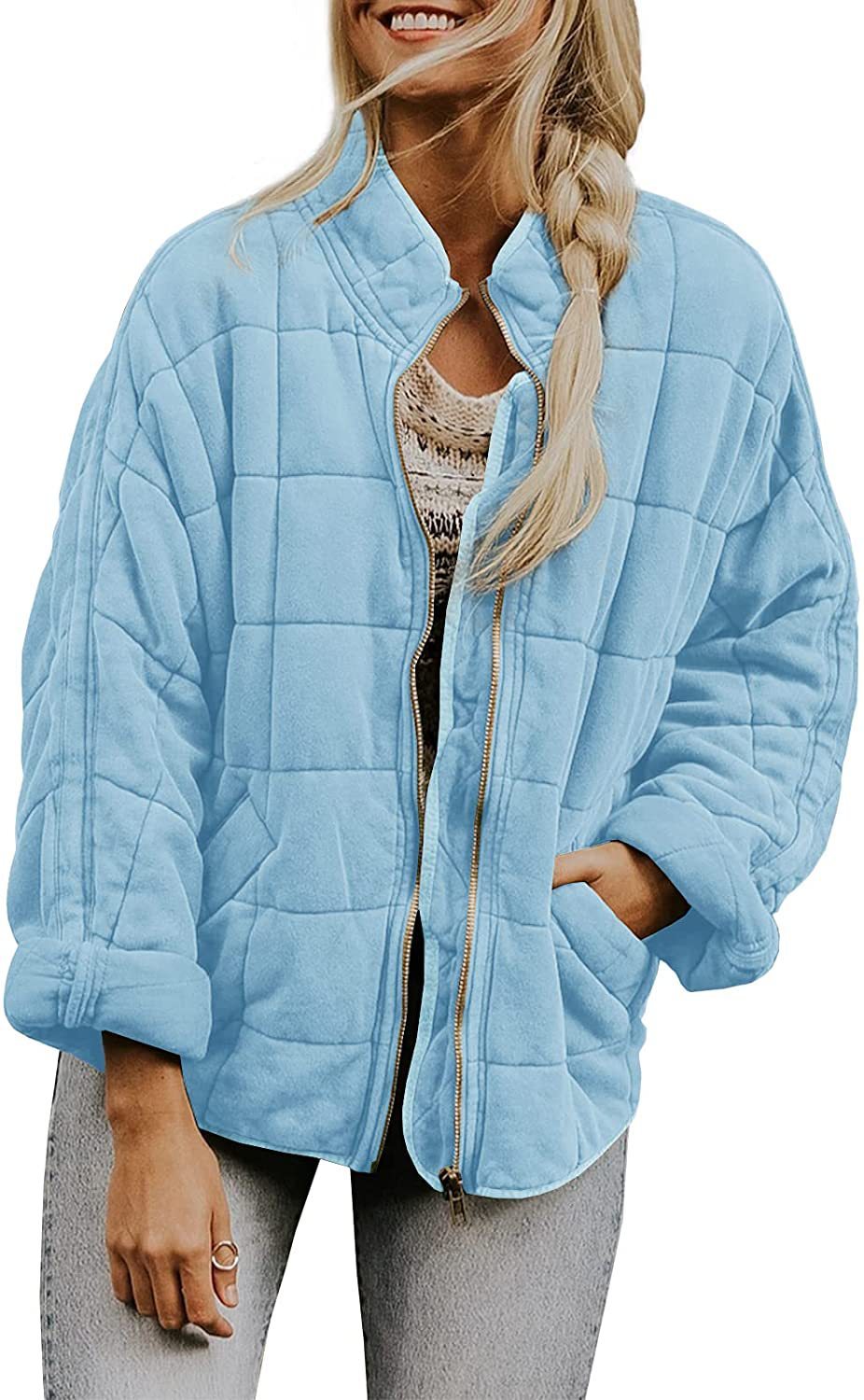 Adventure-Ready Jacket Fall Winter Zip-up Coat With Pockets Fashion Solid Color Long Sleeved Jacket Women's Clothing