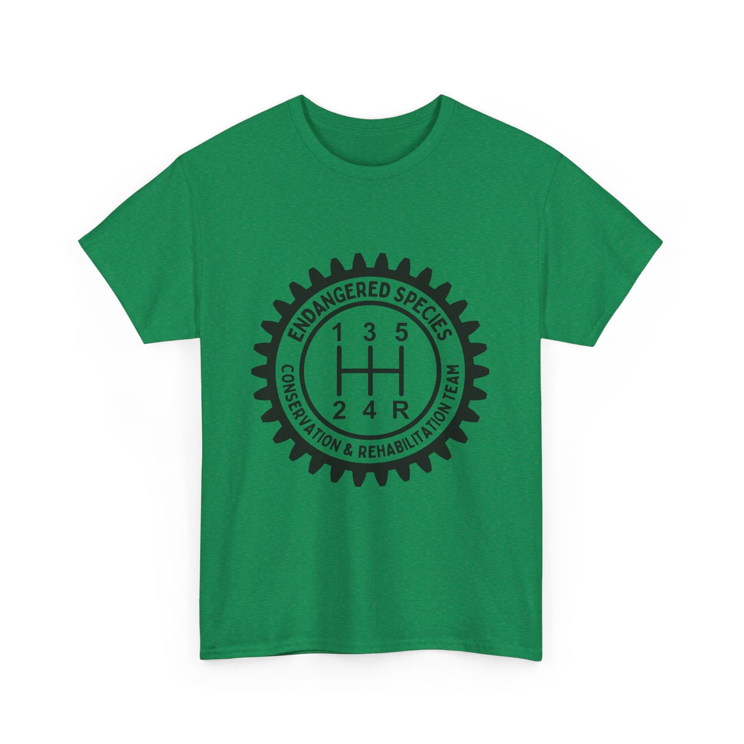Manual Transmission Stick Shift Humor Tee - Endangered Species Conservation & Rehabilitation Team - Black Print