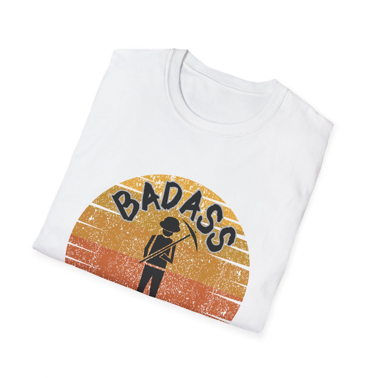 Badass Miner Geology Shirt - Rockhound Geologist with Pickaxe Unisex Softstyle T-Shirt