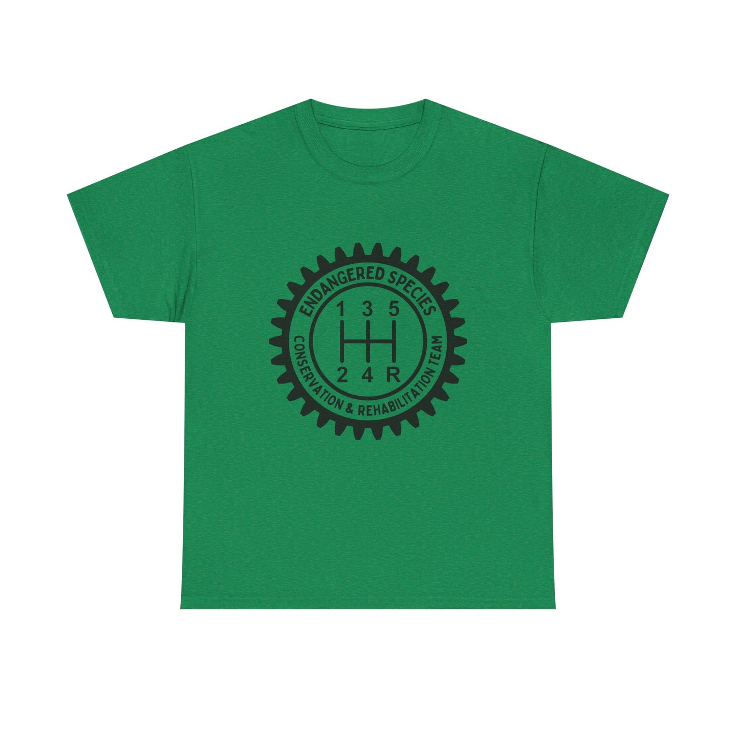 Manual Transmission Stick Shift Humor Tee - Endangered Species Conservation & Rehabilitation Team - Black Print
