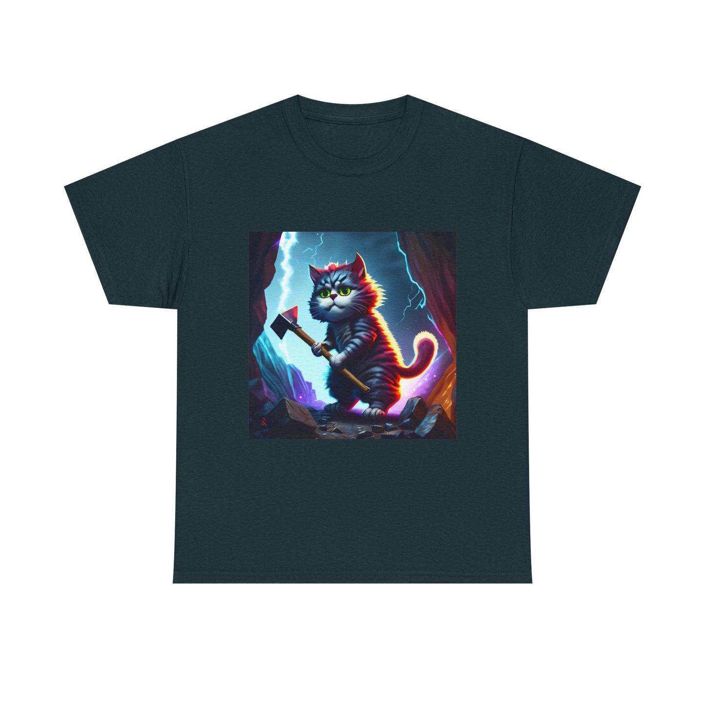 Epic Cat Mining in a Thunderstorm Adventure T-Shirt - Gift for Miners and Geologists