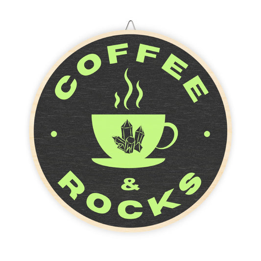 Coffee & Rocks Wood Sign – Rustic Wall Home Decor for Coffee and Geology Lovers