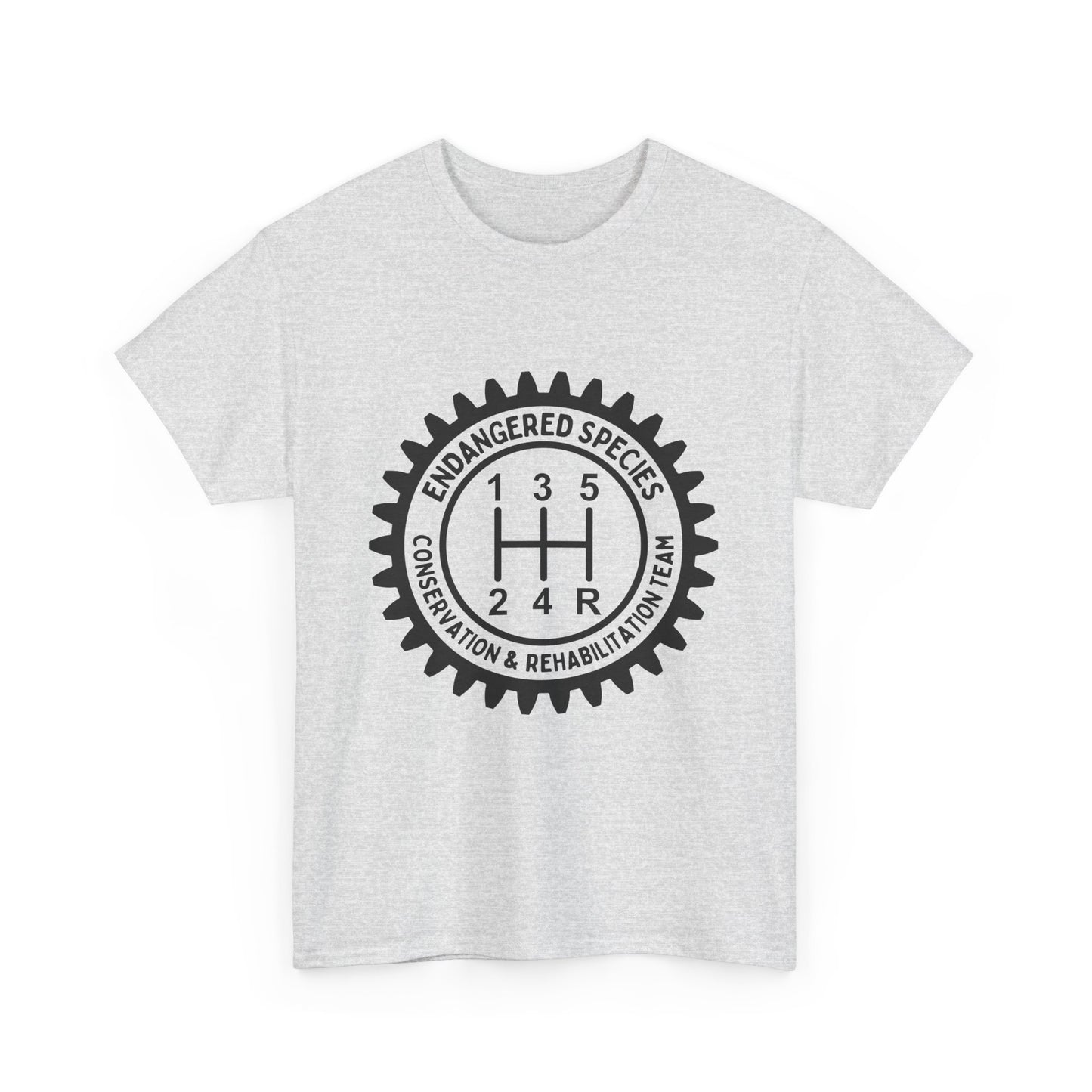 Manual Transmission Stick Shift Humor Tee - Endangered Species Conservation & Rehabilitation Team - Black Print